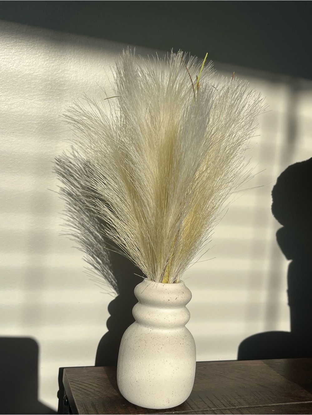 Neutral Cream Decorative Vase with Pampas Grass - Home Accents